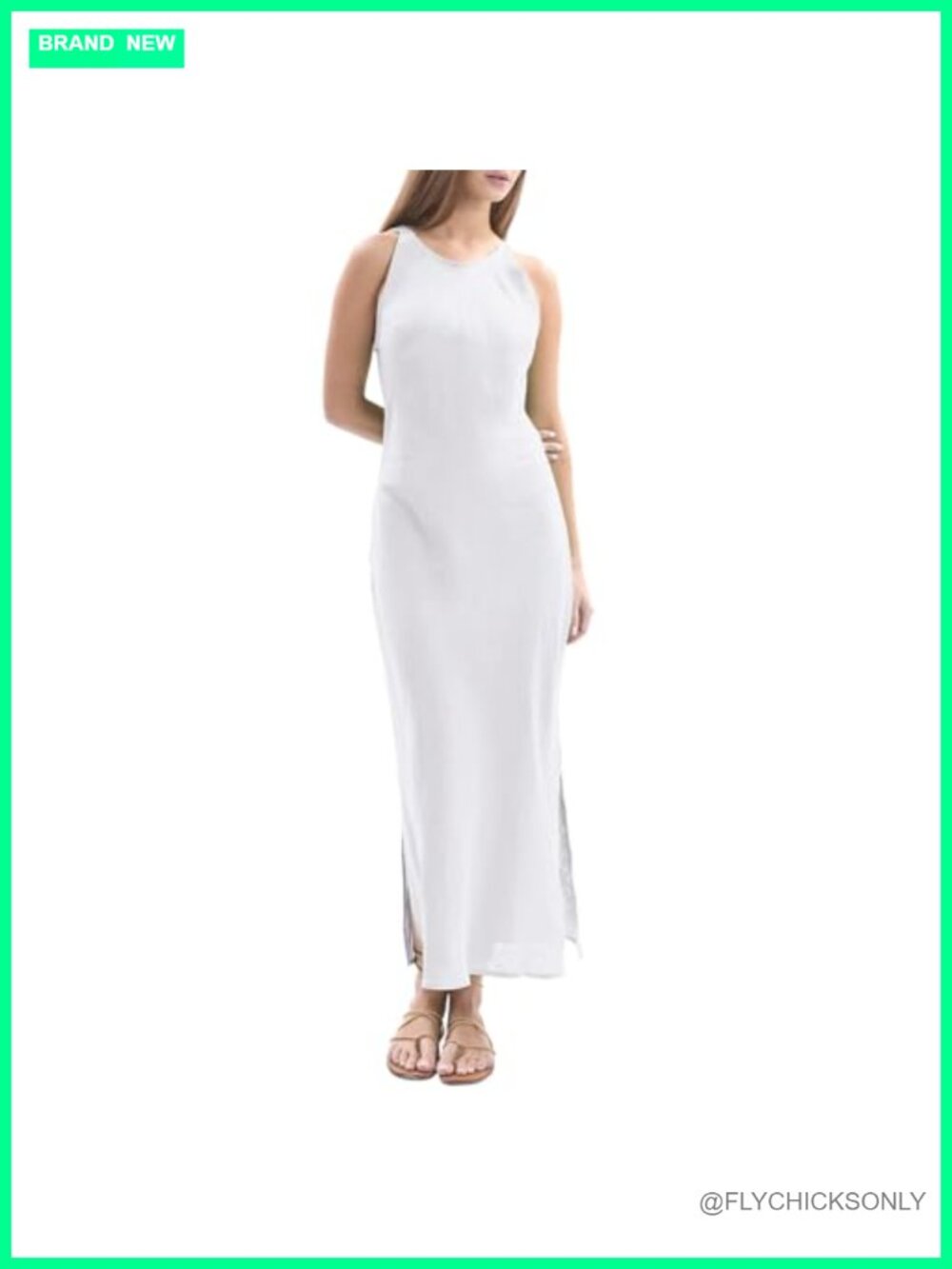 100% Linen Sleeveless Bodycon Maxi Dress Slanted Cut Summer